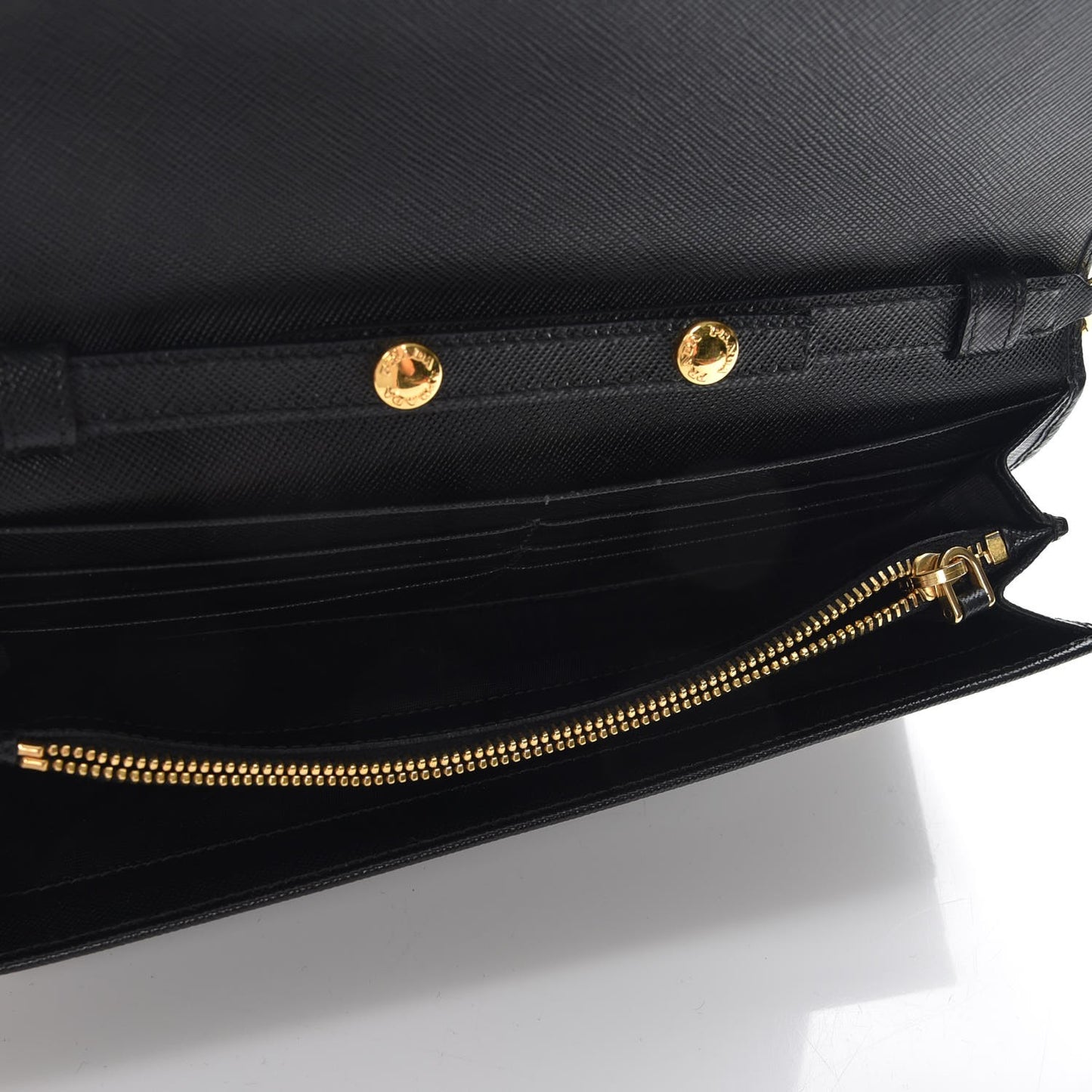 Saffiano Metal Oro Chain Wallet Nero Black