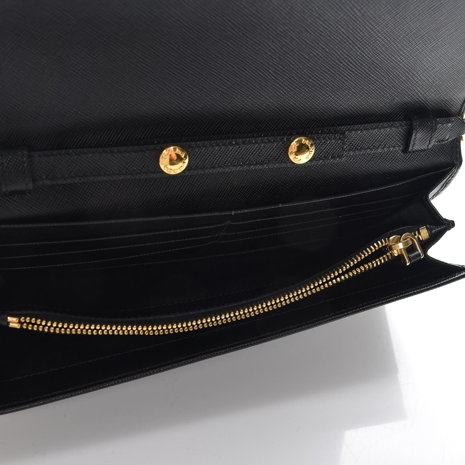 Prada Saffiano Metal Oro Chain Wallet Nero Black 5 of 7