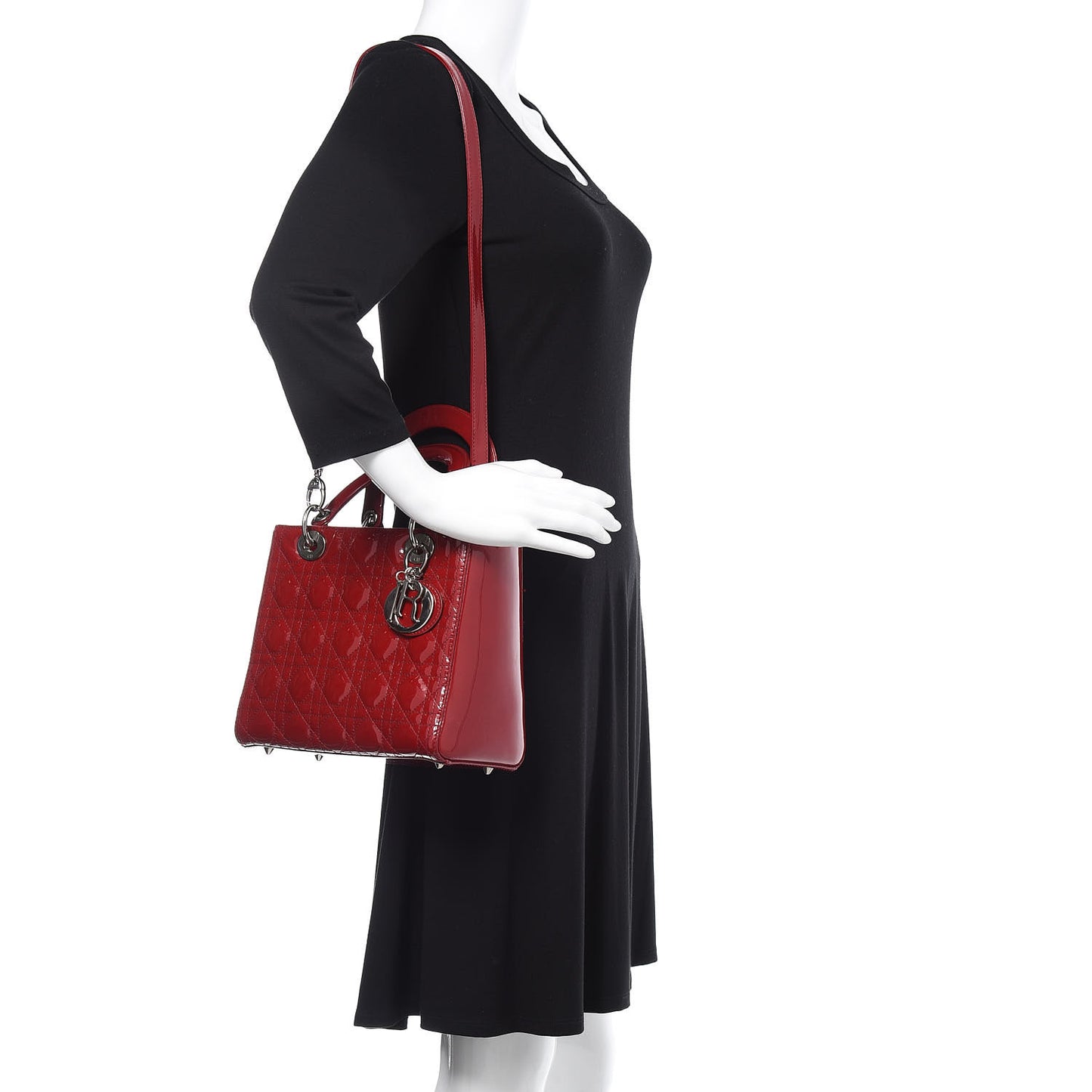 Patent Cannage Medium Lady Dior Red