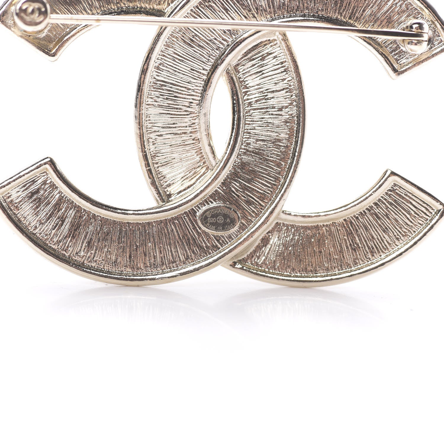 Chanel Crystal Pearl Chain Mania CC Brooch Gold 4 of 5
