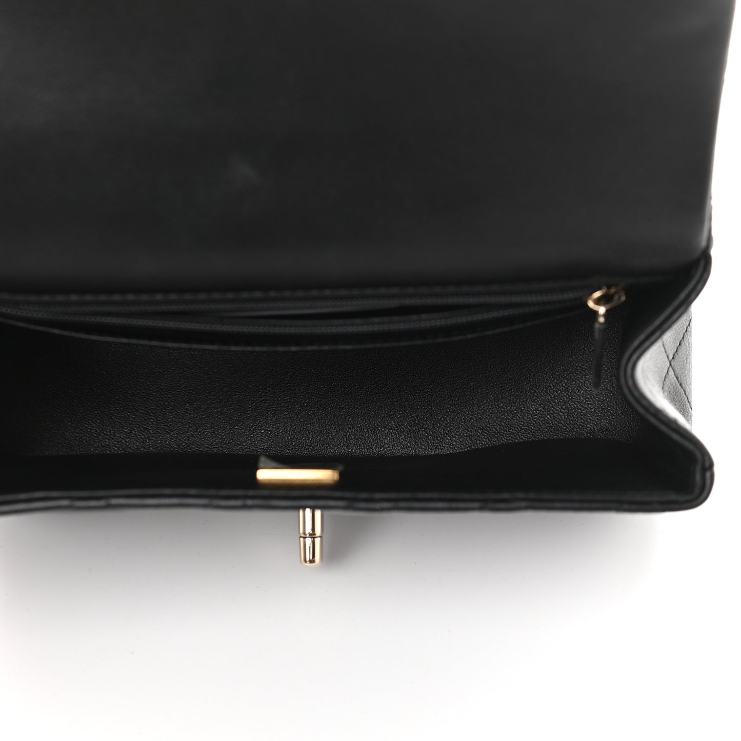 Lambskin Quilted Mini Top Handle Rectangular Flap Black
