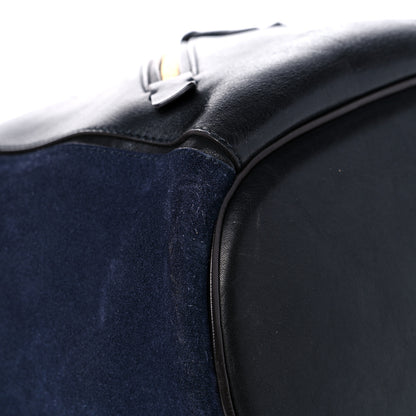 Chloe Smooth Suede Calfskin Medium Myer Double Carry Bag Black Navy 7 of 12