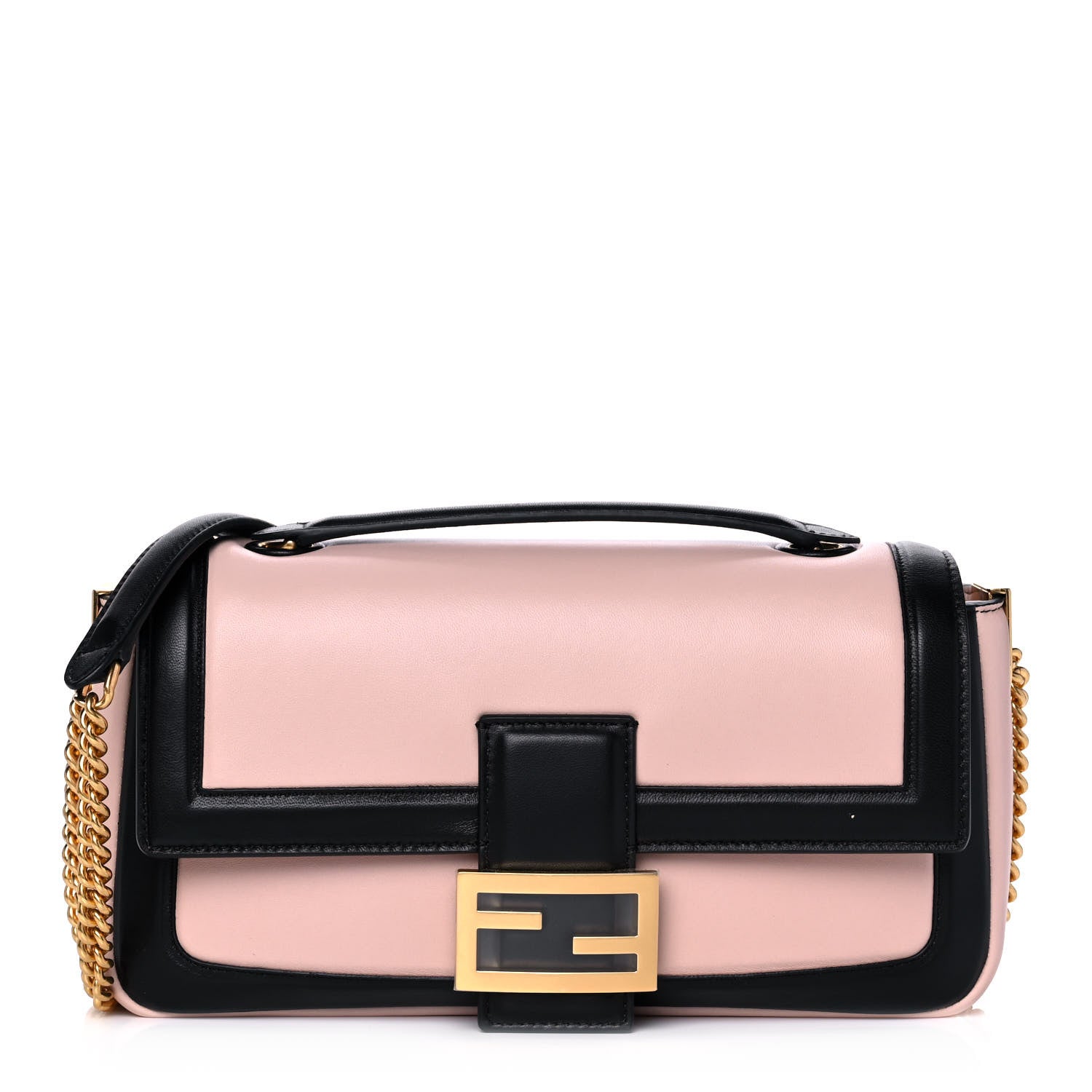 Fendi Nappa Apolo Bi-Color Chain Baguette Rosa Quarzo Black 1 of 13