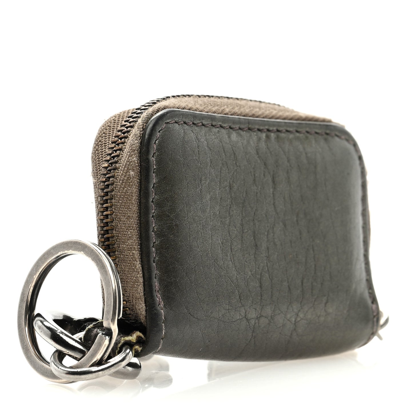 Metallic Pebbled Calfskin Soho Coin Purse Key Ring Sasso
