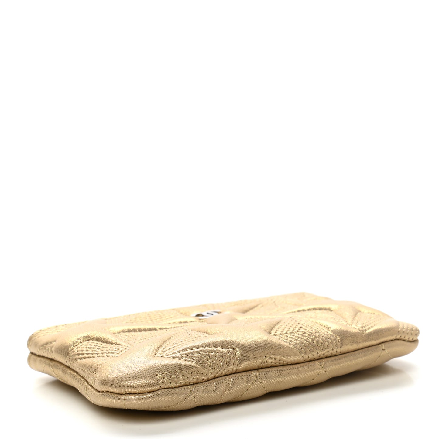 Metallic Lambskin Star Embossed Coin Purse Case Gold