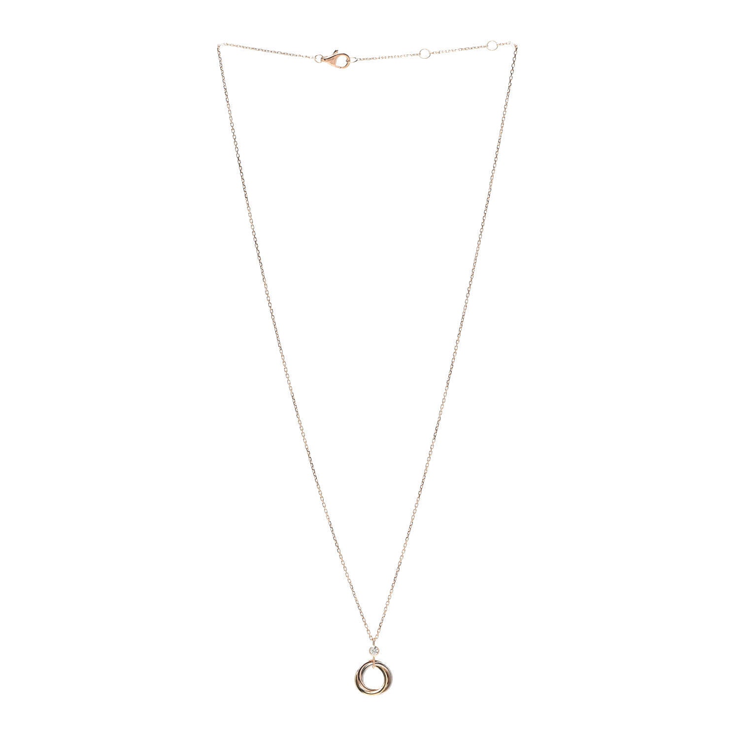 Cartier 18K Pink Yellow White Gold Diamond Trinity Pendant Necklace 3 of 6