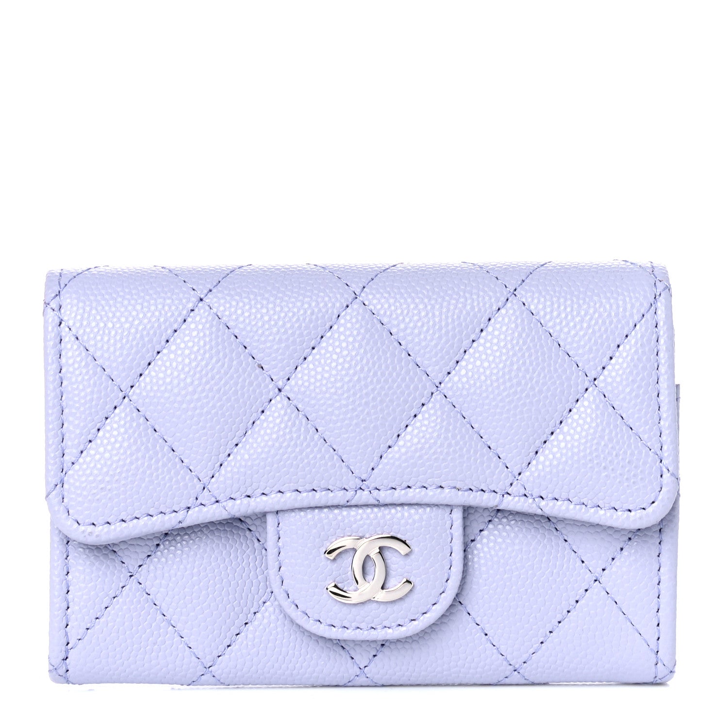 Chanel Caviar Quilted Flap Card Holder Wallet Light Purple 1 of 9