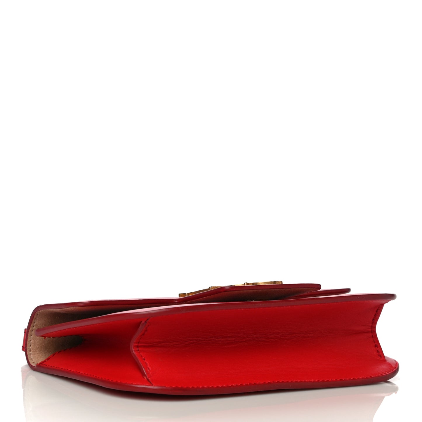 Calfskin Small Insignia Chain Flap Red