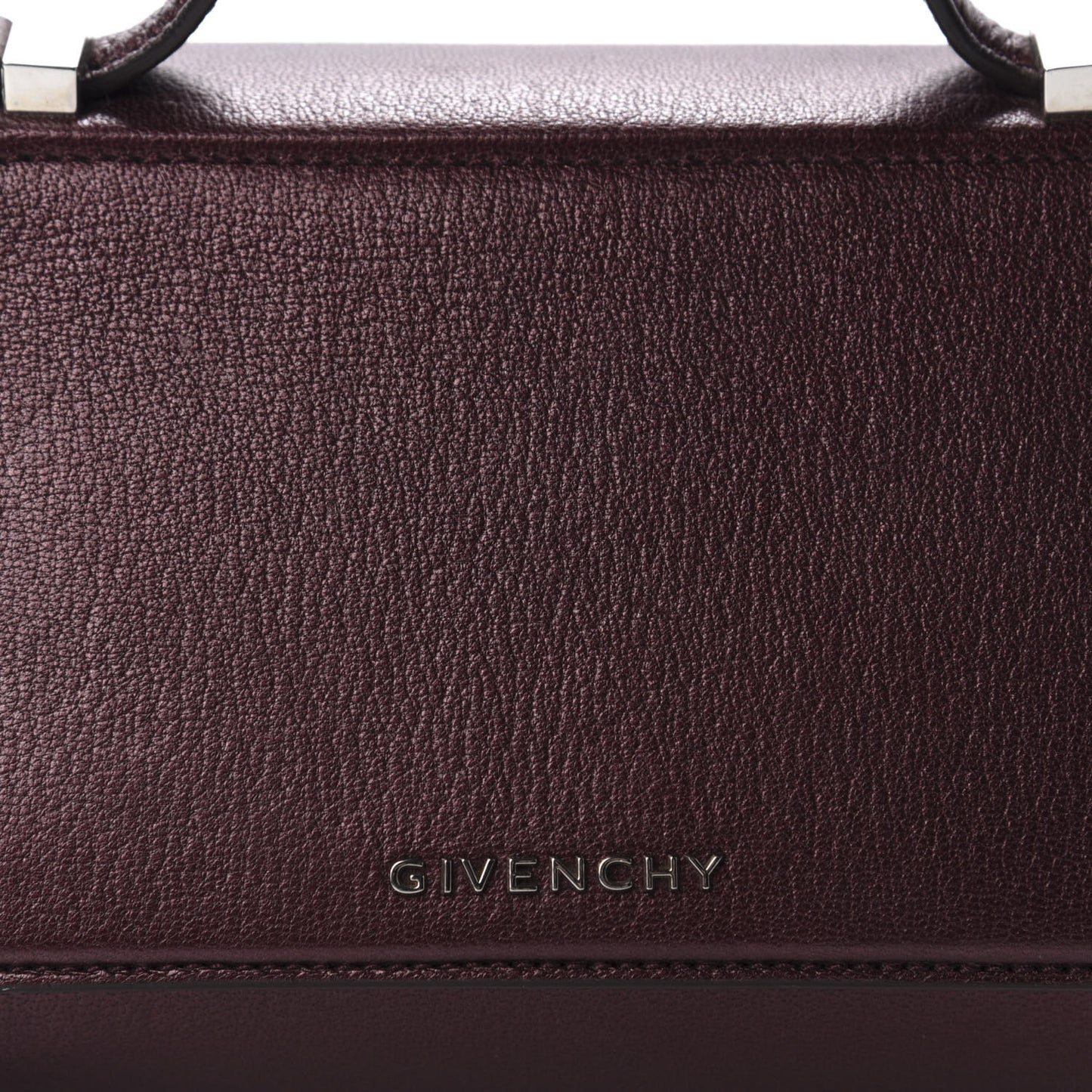 Textured Calfskin Mini Pandora Box Chain Crossbody Bag Oxblood