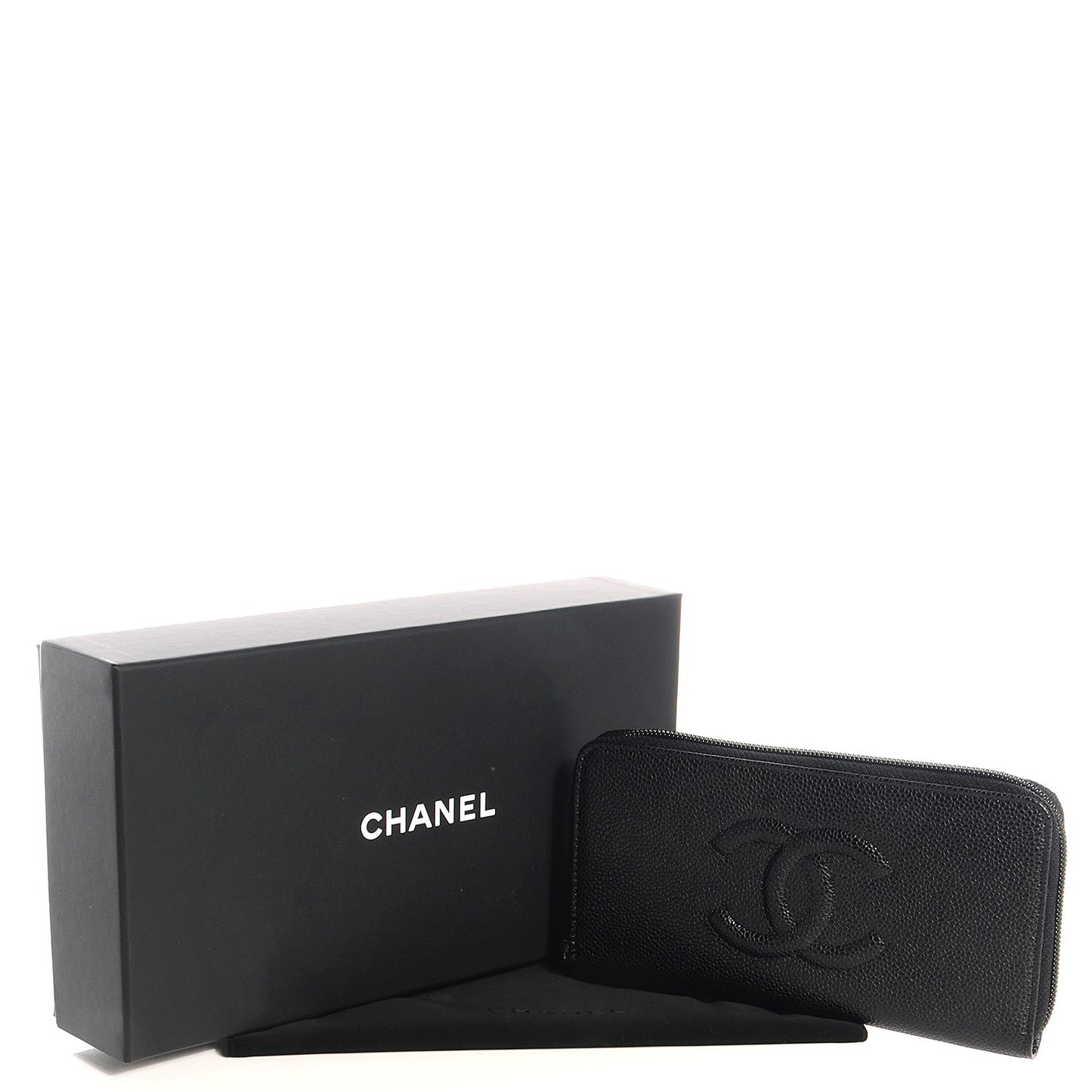 Caviar CC Large Gusset Zip Around Wallet Black