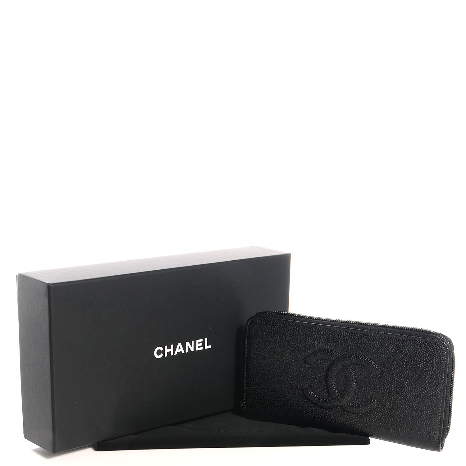 Chanel Caviar CC Large Gusset Zip Around Wallet Black 5 of 9