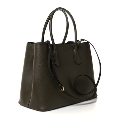 Prada Saffiano Cuir Medium Double Bag Militare 2 of 10
