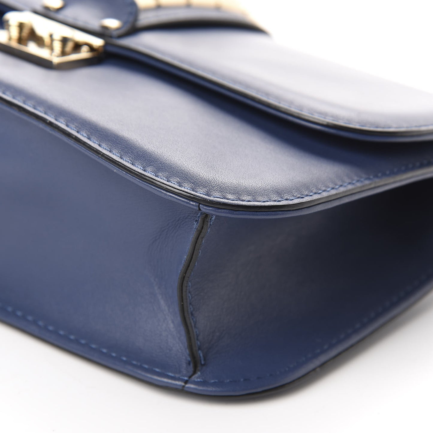 Vitello Medium Glam Lock Rockstud Flap Indigo