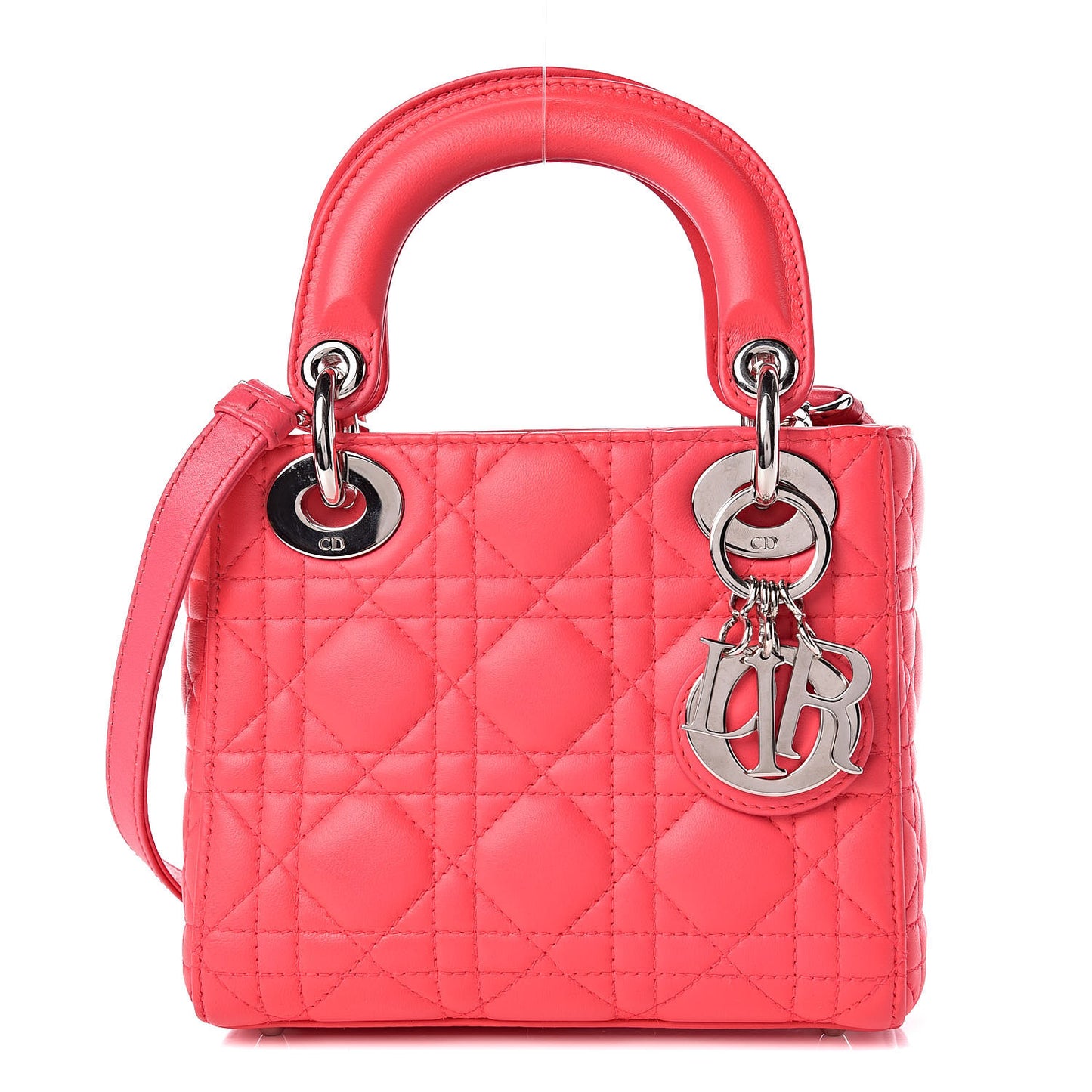 Lambskin Cannage Mini Lady Dior Fuchsia
