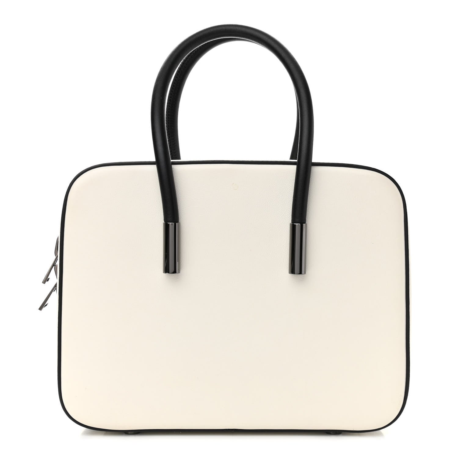 Tom Ford Calfskin Top Handle Bag White Black 1 of 19