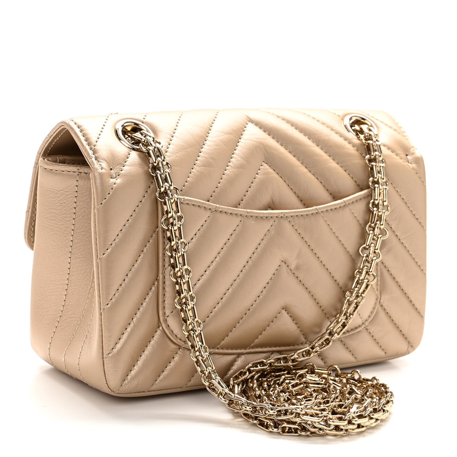 Chanel Metallic Aged Calfskin Chevron Quilted 2.55 Reissue Mini Flap Gold 3 of 10