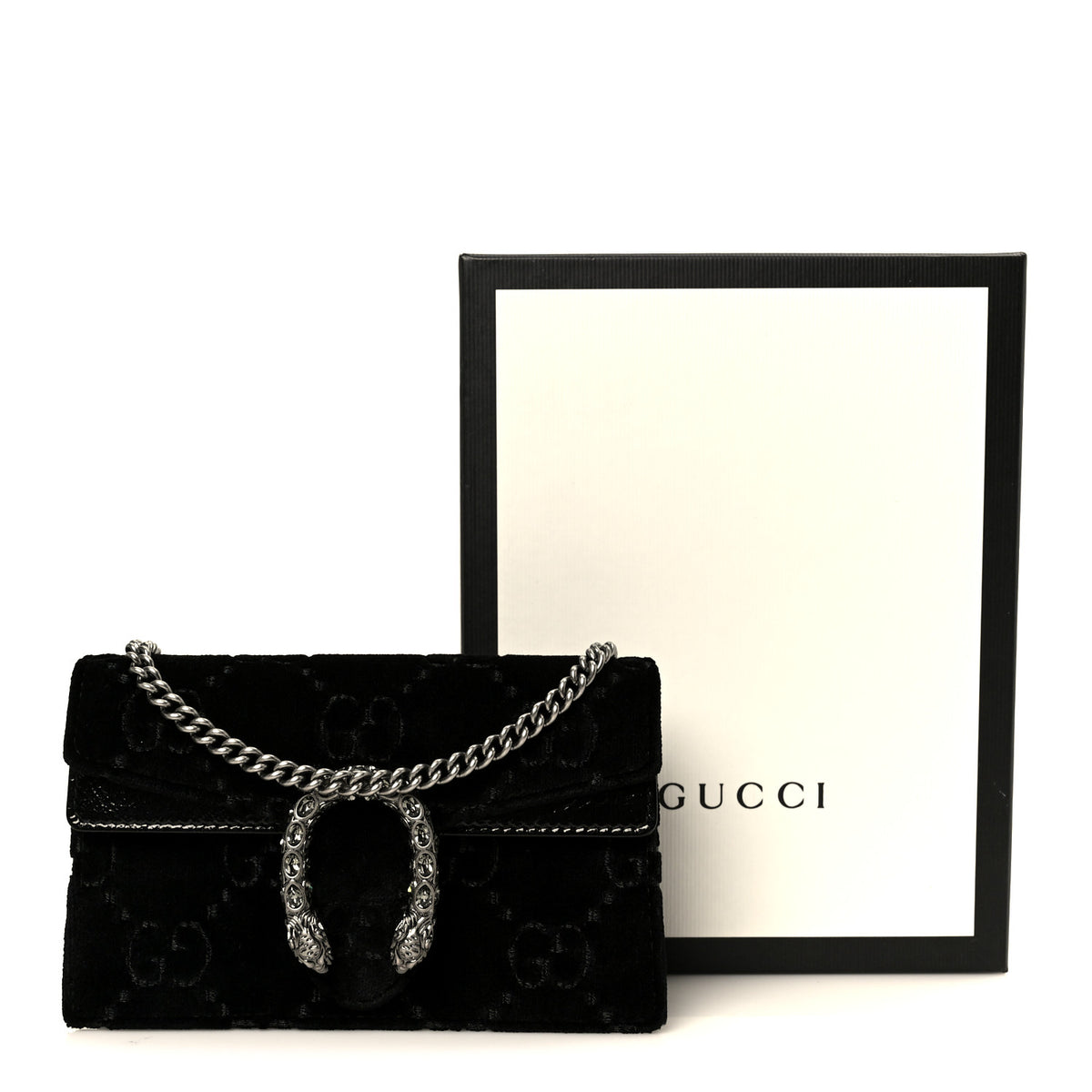 Gucci Velvet Skipper Crystal GG Monogram Super Mini Dionysus Shoulder Bag Black 10 of 10