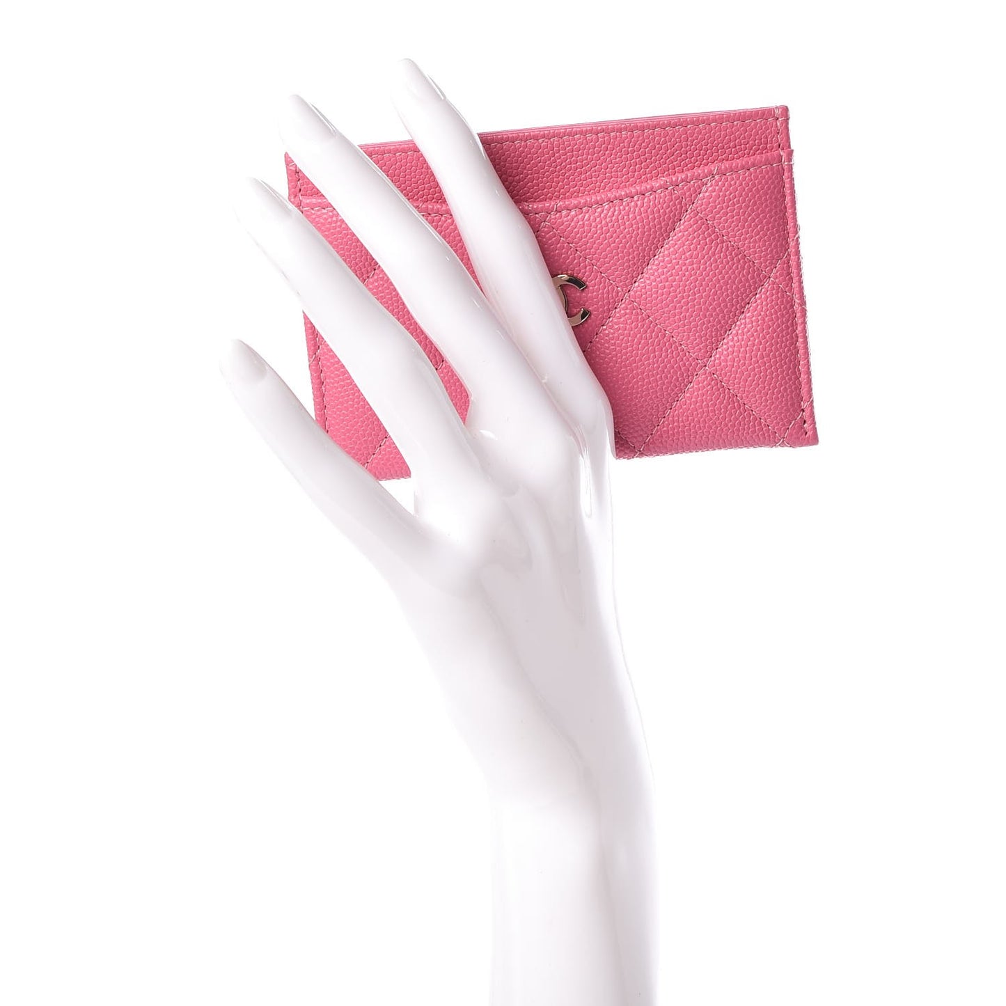 Caviar Quilted Card Holder Pink