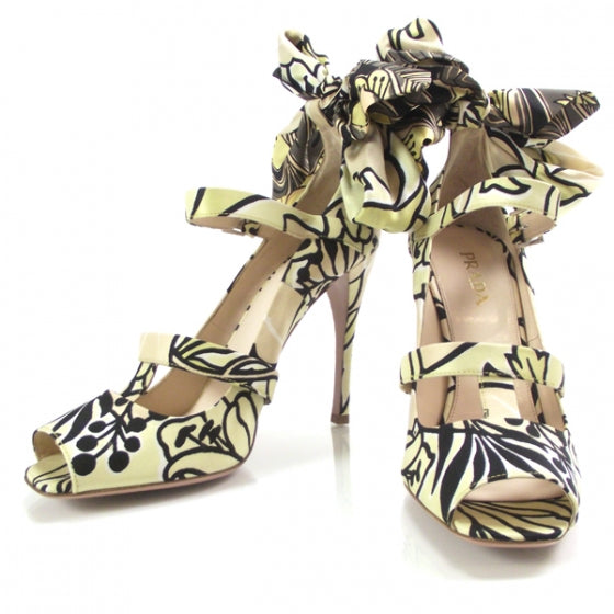Twill Floral Bow Pumps 40