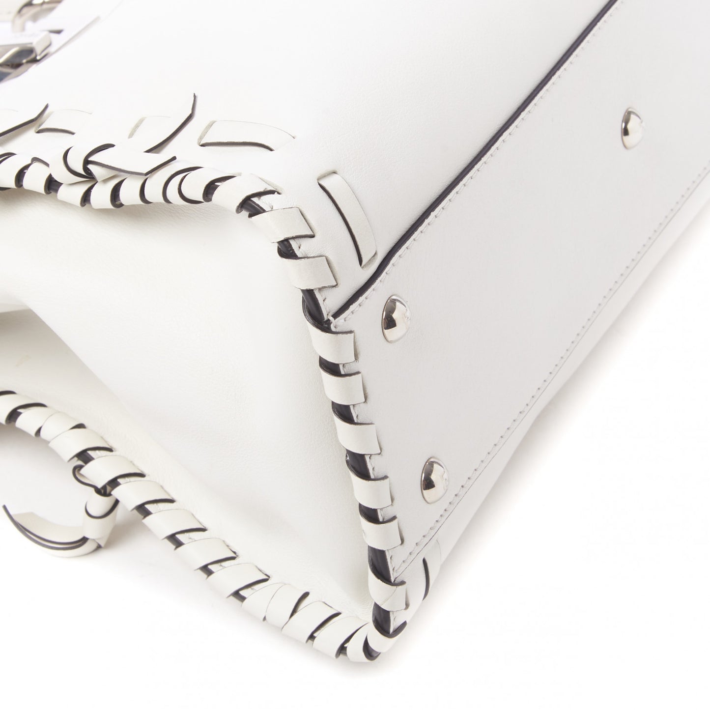 Vitello Seta Century Nappa Whipstitch Medium Peekaboo Iconic Satchel White