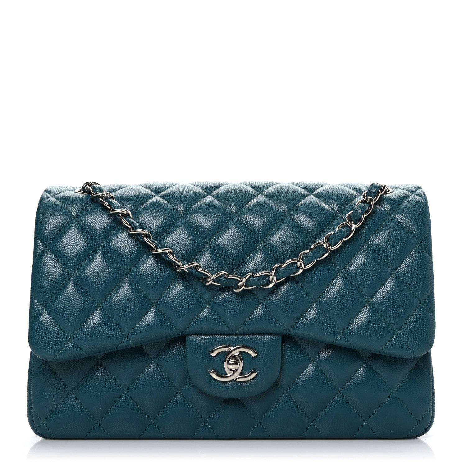 Chanel Caviar Quilted Jumbo Double Flap Dark Turquoise 1 of 8