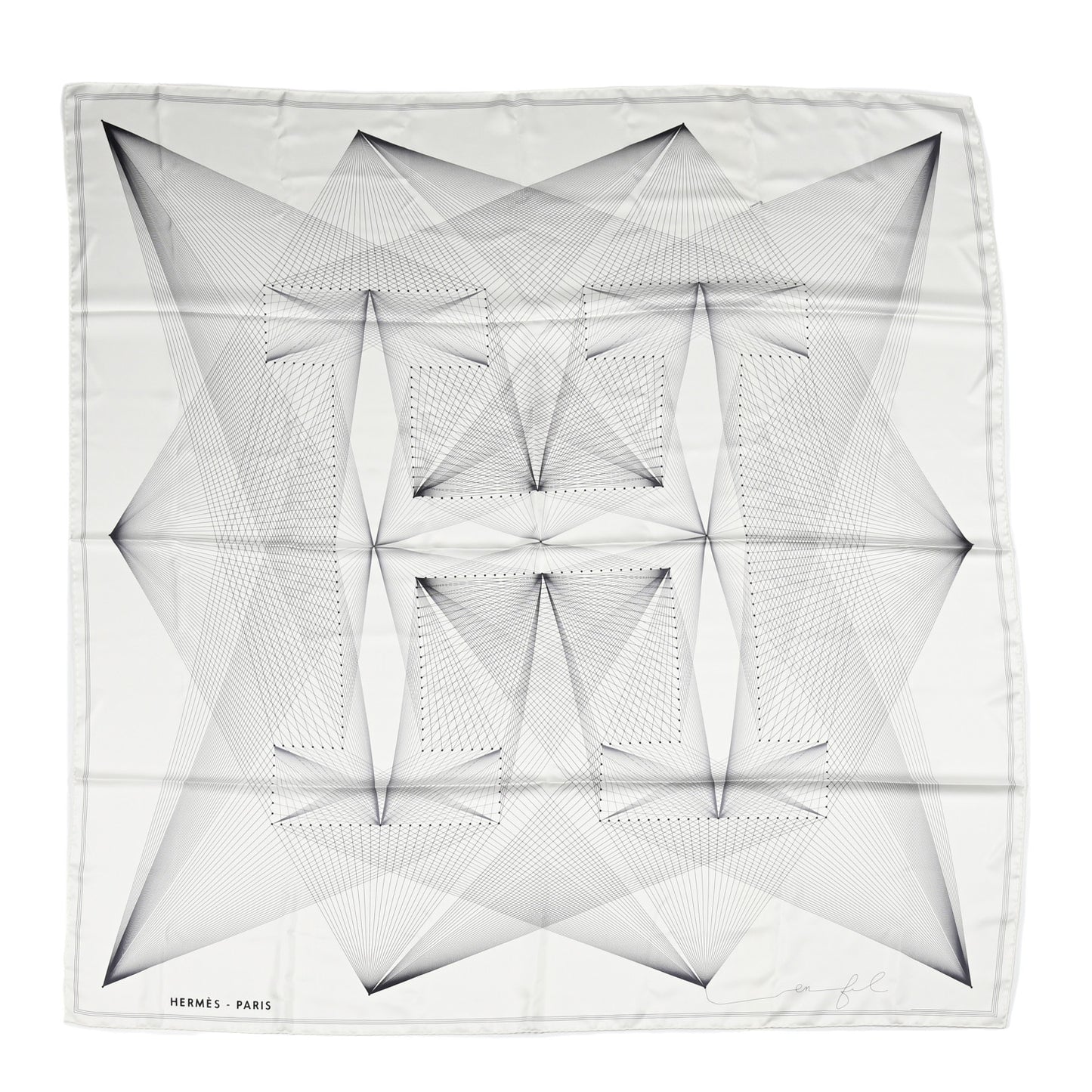 Silk Hiver H En Fil Scarf 140 White Anthracite