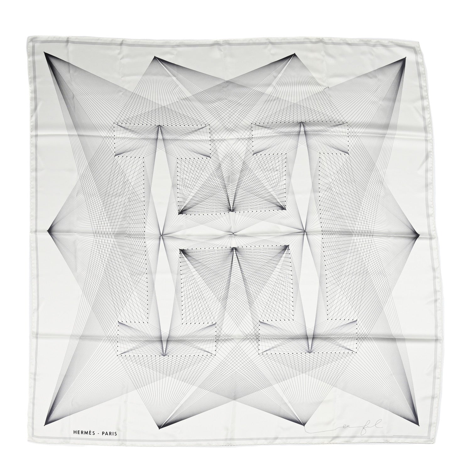 Hermes Silk Hiver H En Fil Scarf 140 White Anthracite 1 of 5