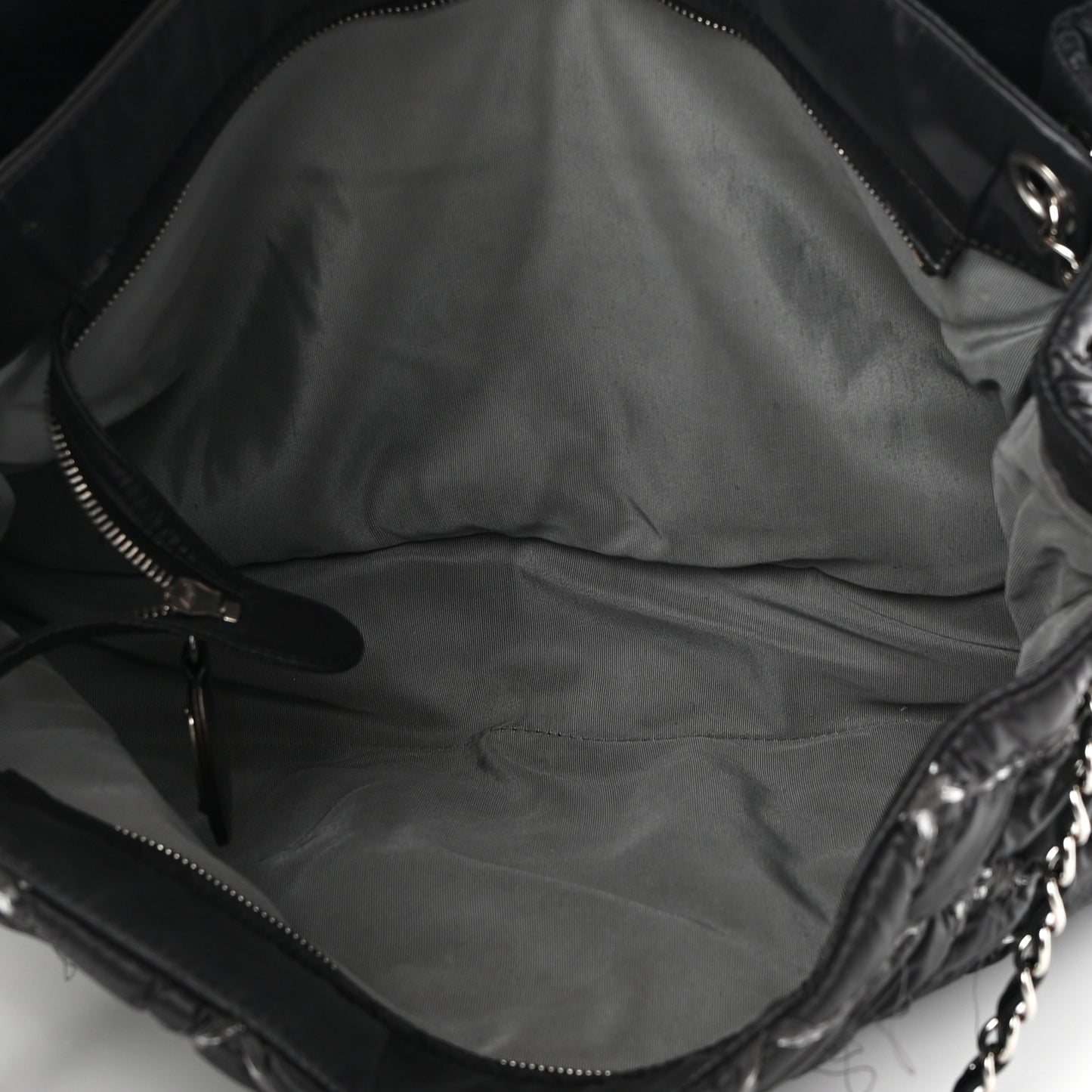 Nylon Quilted Tweed Stitch Bubble Tote Black