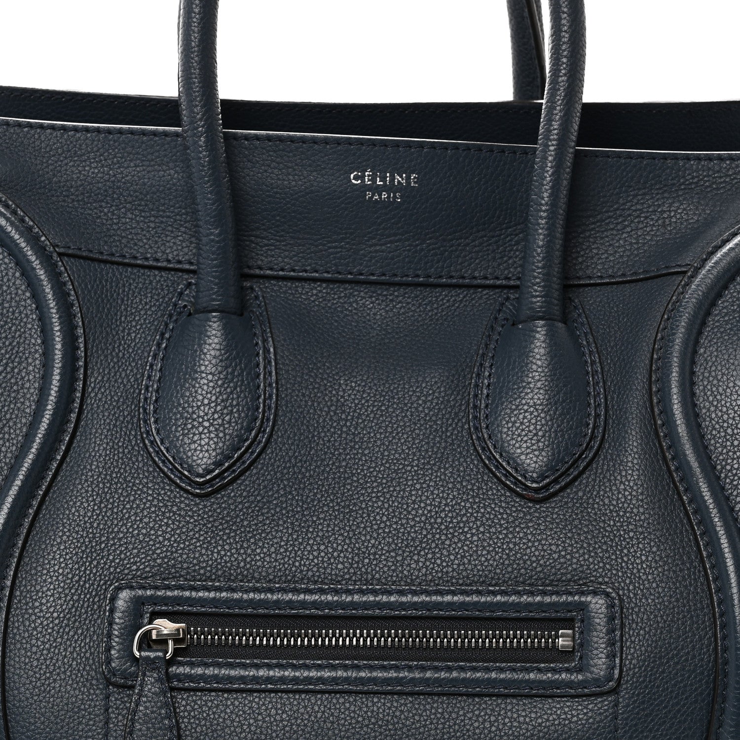 Celine Drummed Calfskin Mini Luggage Slate 7 of 9