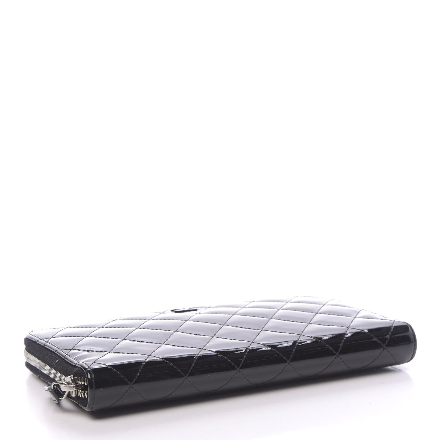 Patent Quilted Large Zip Around Organizer Wallet So Black