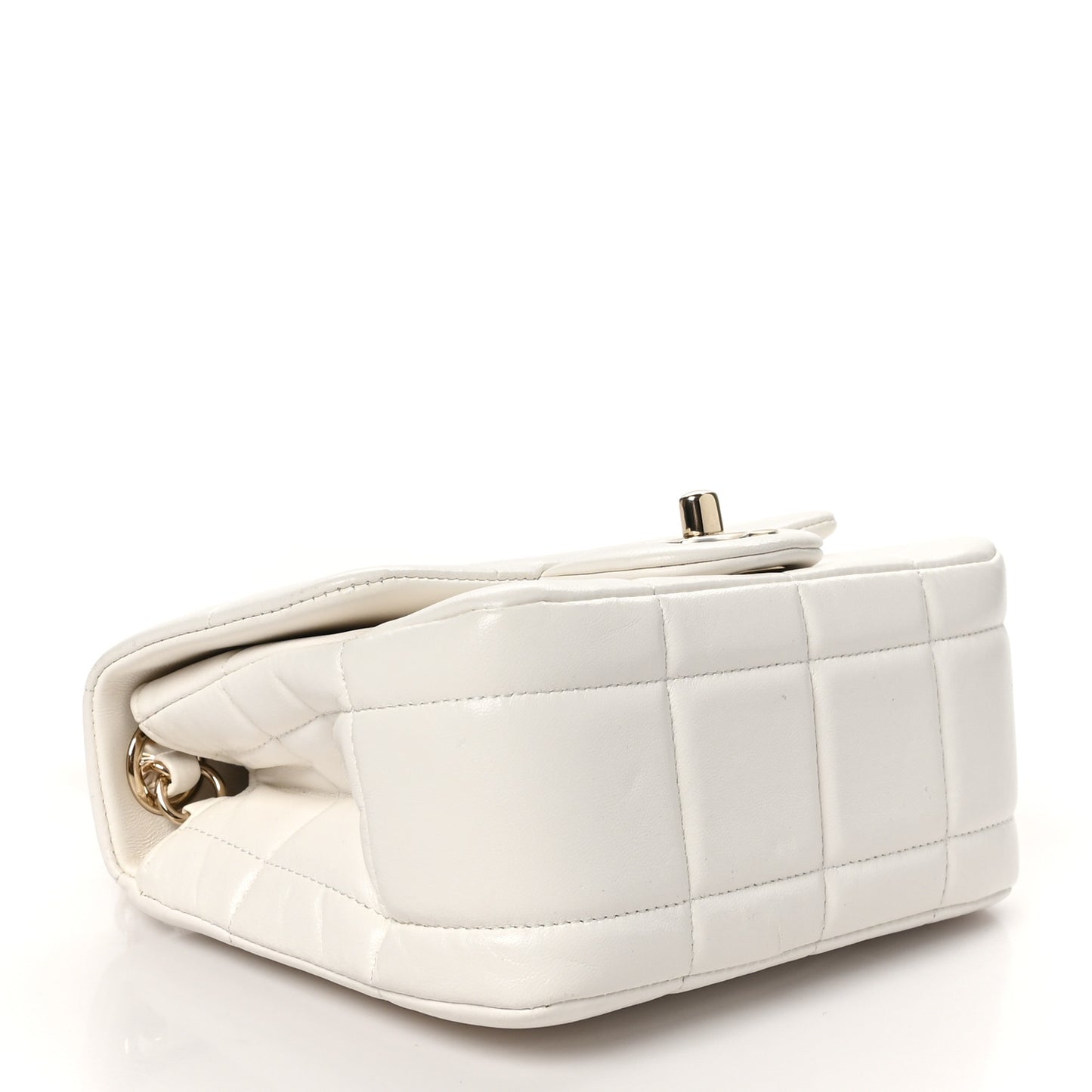 Lambskin Resin Crystal Square Quilted Monacoco Mini Square Flap White
