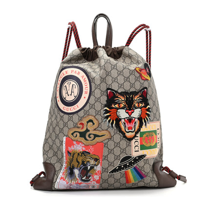 Gucci Soft GG Supreme Monogram Courrier Drawstring Backpack 1 of 9