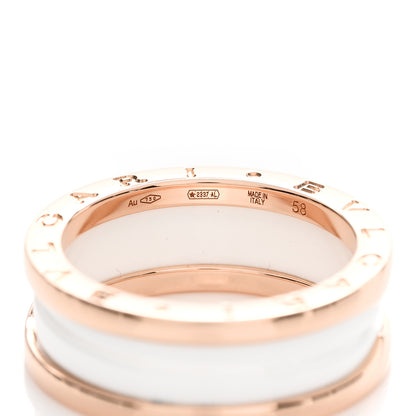 Bulgari 18K Rose Gold White Ceramic B.Zero1 Two-Band Ring 58 8.25 5 of 6
