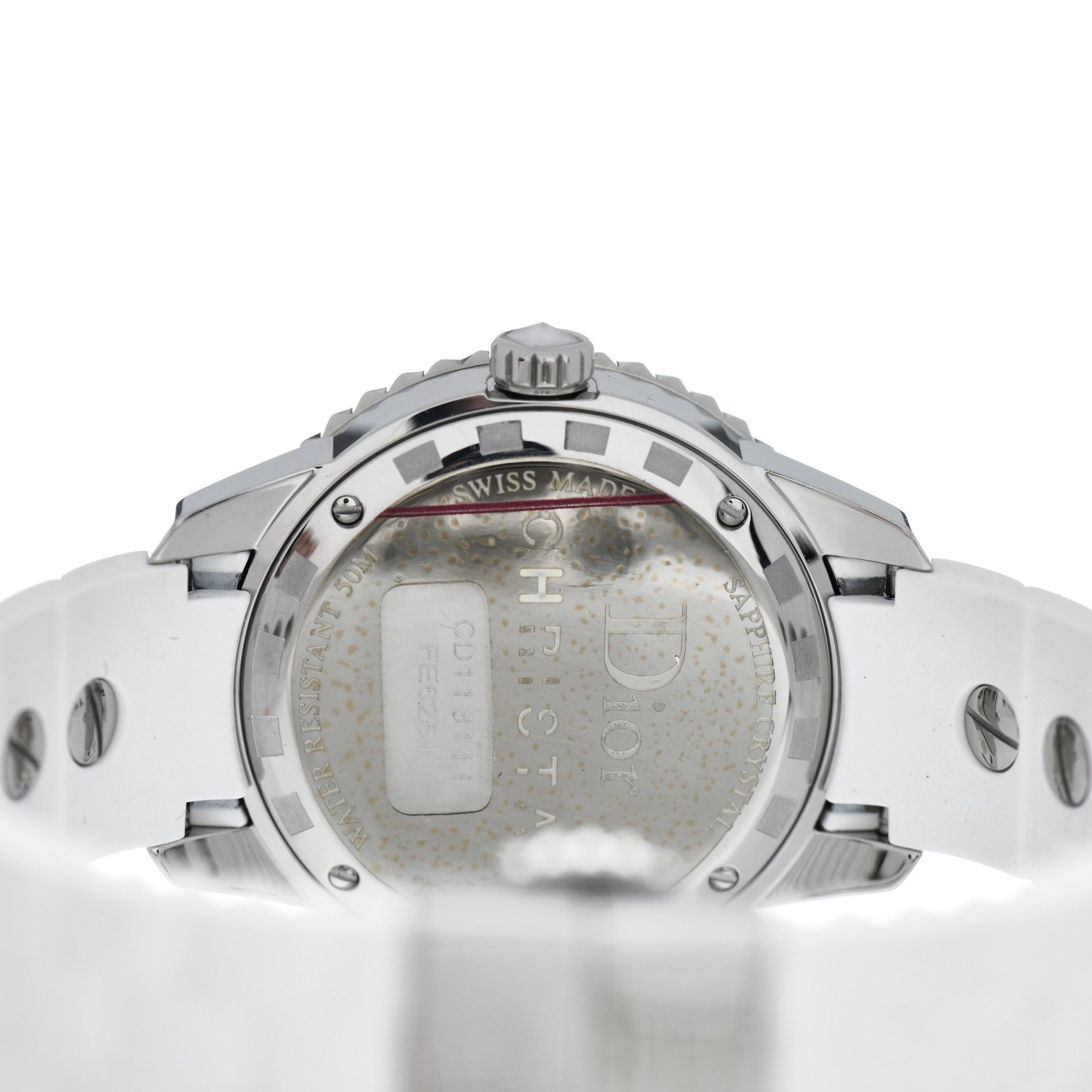 Christian Dior Stainless Steel Rubber 33mm Christal Quartz Watch White 4 of 4