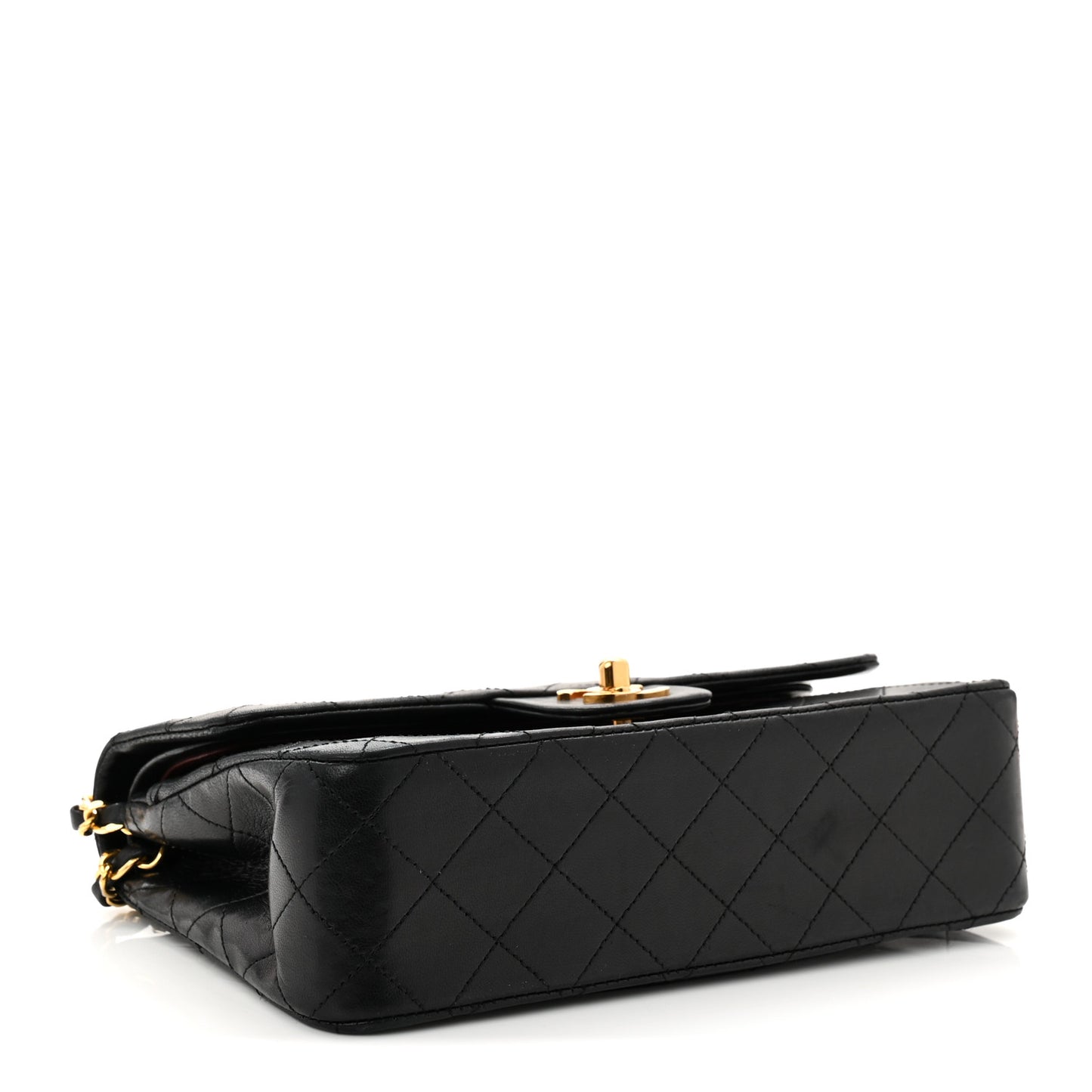 Lambskin Quilted Small Double Flap Black