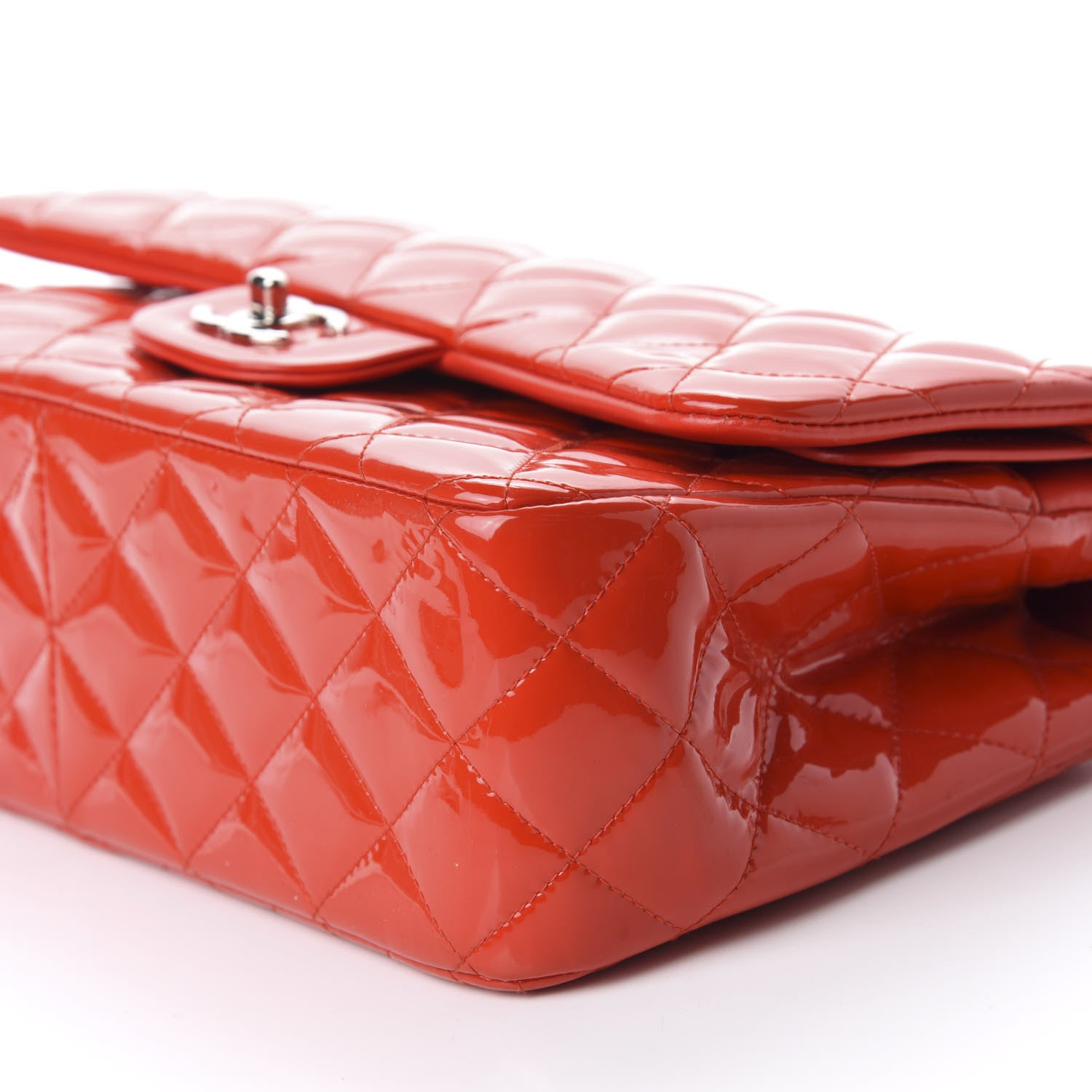Chanel Patent Quilted Jumbo Double Flap Red 7 of 10