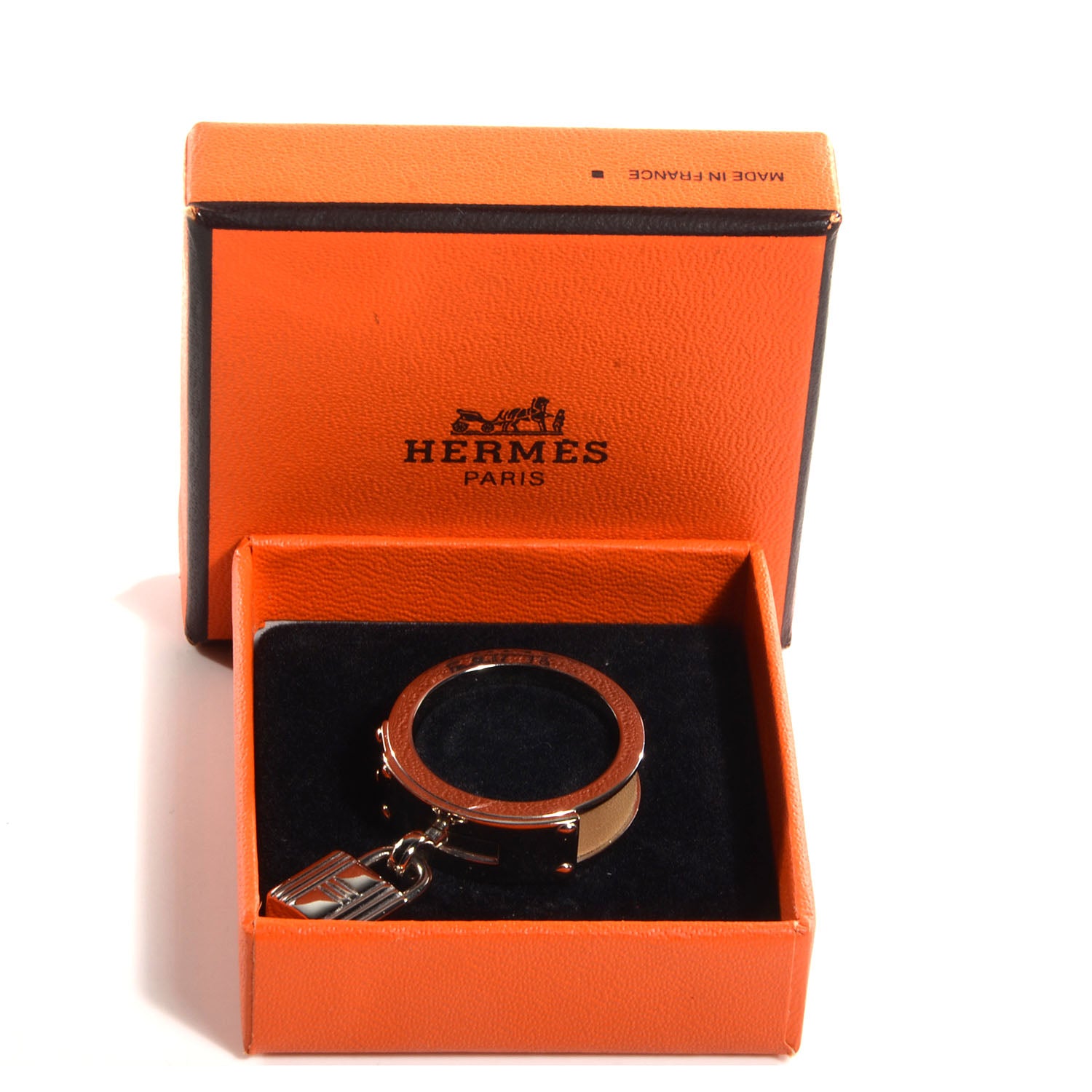 Hermes Palladium Swift Kelly Lock Scarf Ring Biscuit 5 of 5