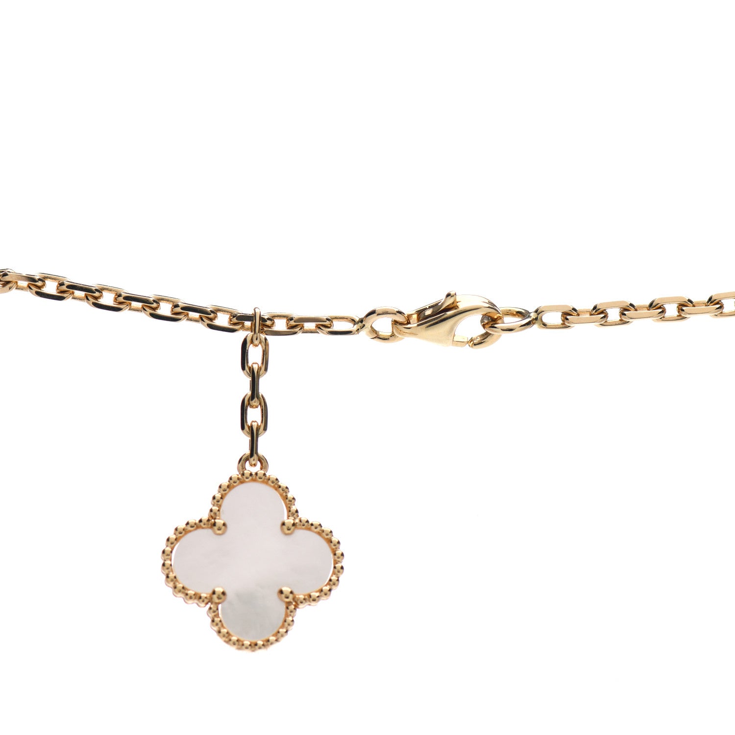 Van Cleef & Arpels 18K Yellow Gold Mother of Pearl Onyx 6 Motifs Magic Alhambra Necklace 4 of 5