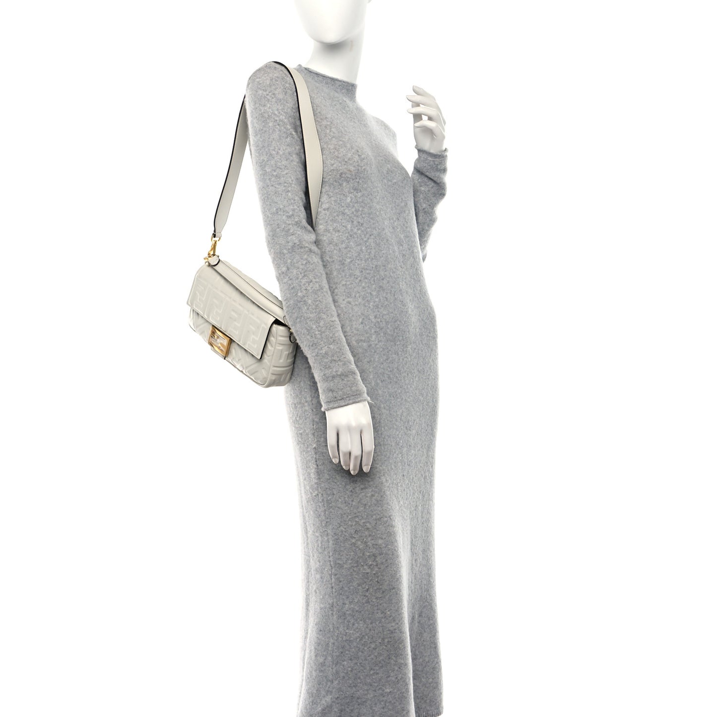 Nappa FF 1974 Embossed Baguette White