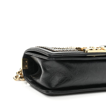 Chanel Crumpled Calfskin Chevron Small Chain Boy Flap Black 8 of 10