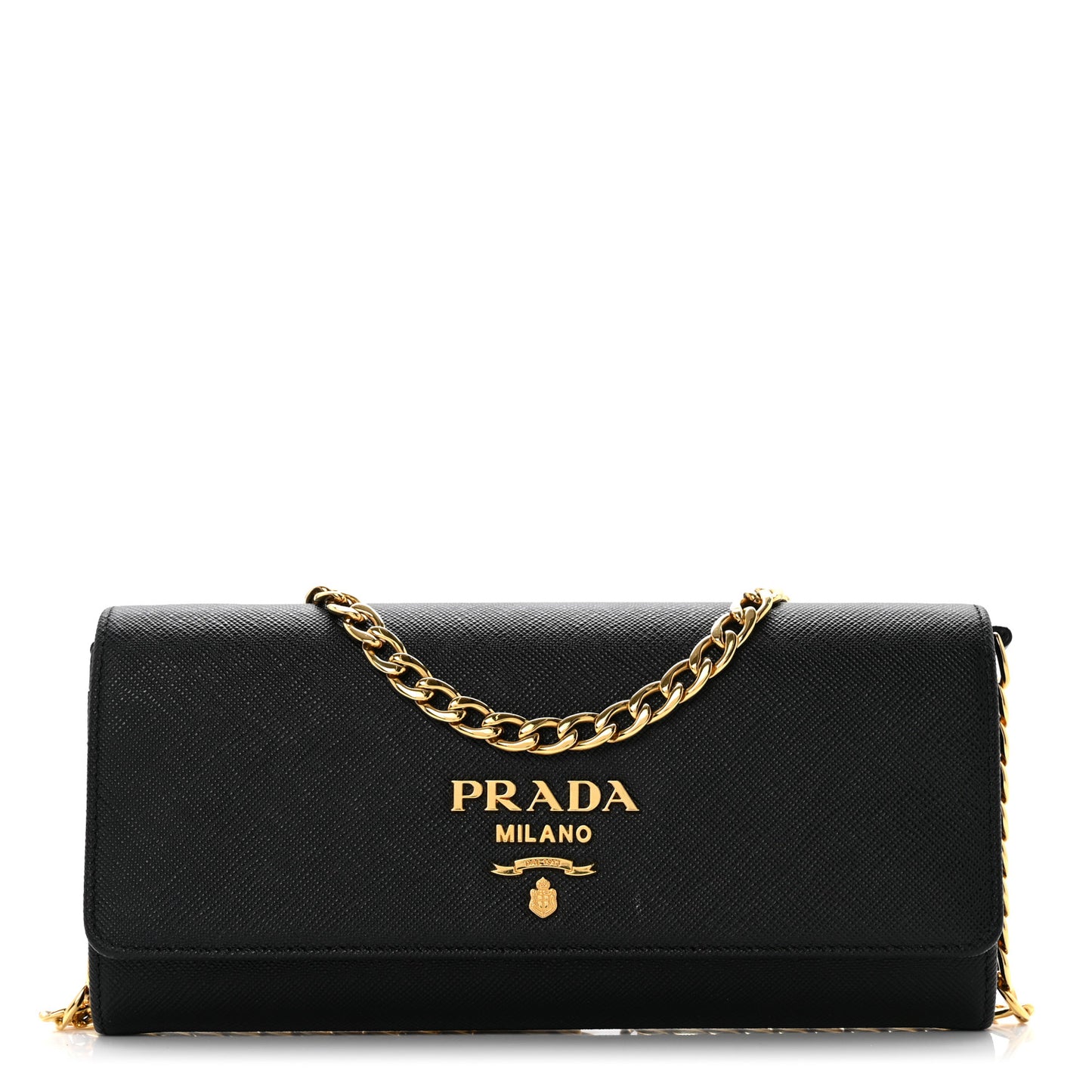 Saffiano Wallet on Chain Black