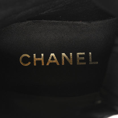Chanel Grained Calfskin Shiny Calfskin CC Lace Up Combat Boots 40 Black 8 of 9