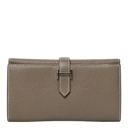 Hermes Chevre Mysore Tri-Fold Bearn Wallet Etoupe 1 of 5