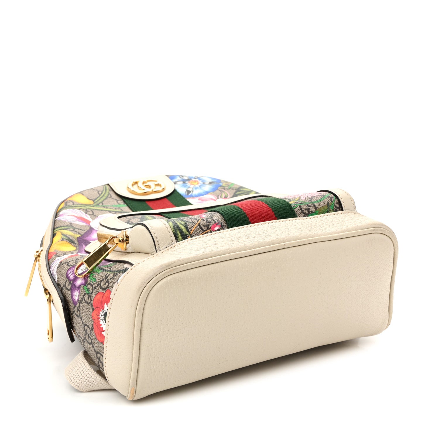 GG Supreme Monogram Flora Web Small Ophidia Day Backpack White