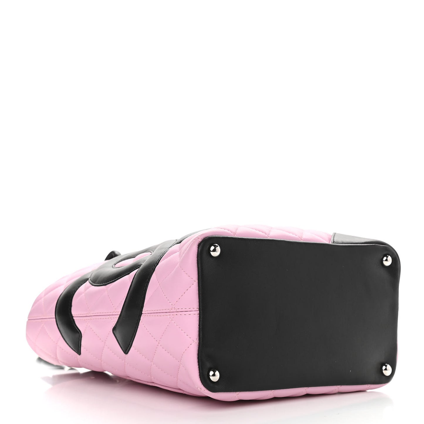 Calfskin Quilted Medium Cambon Tote Pink Black