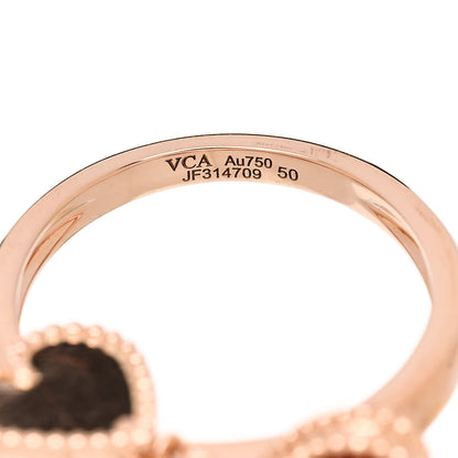 Van Cleef & Arpels 18K Rose Gold Diamond Carnelian Sweet Alhambra Effeuillage Ring 50 5.25 4 of 5