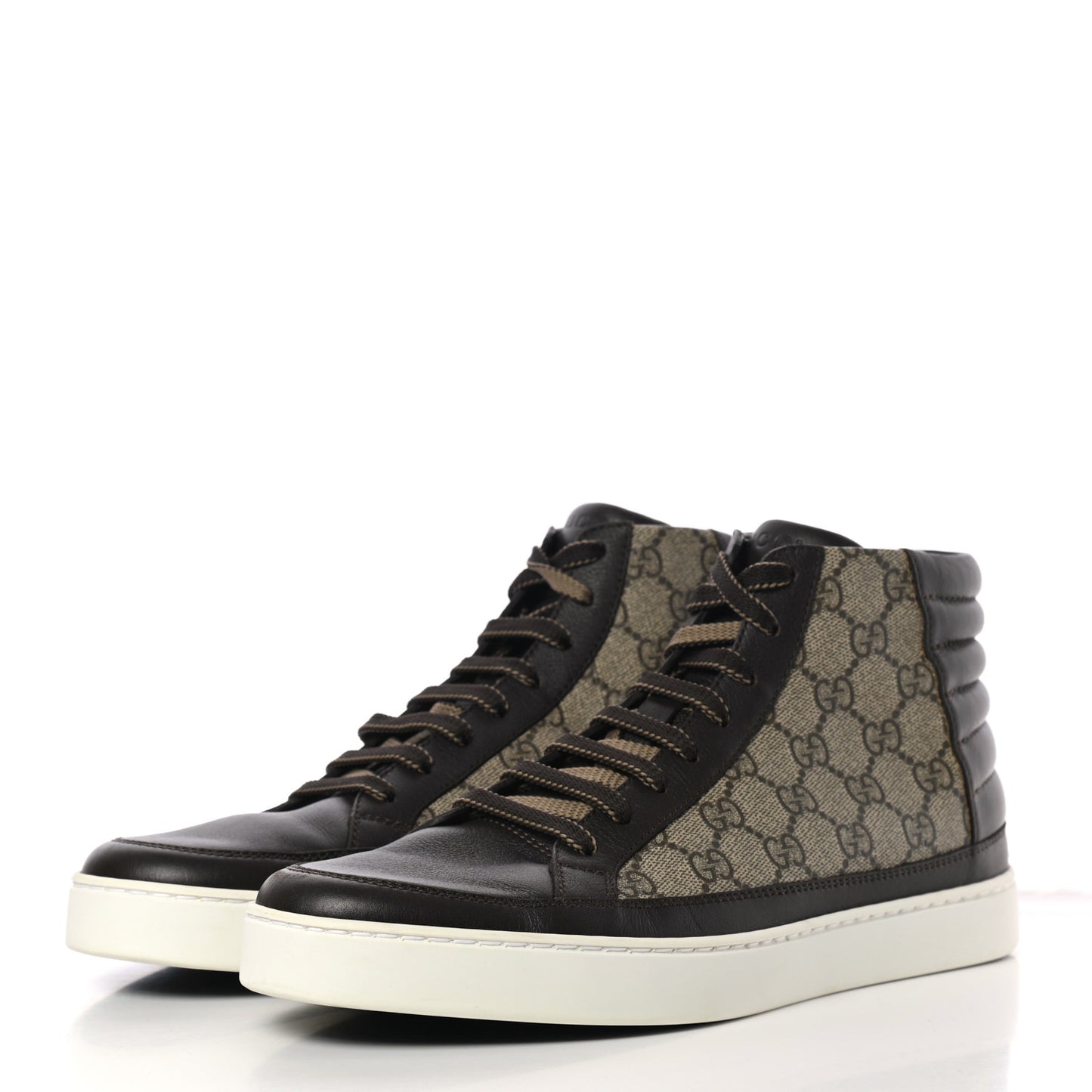 GG Supreme Monogram Mens Common High Top Sneakers 8 Brown