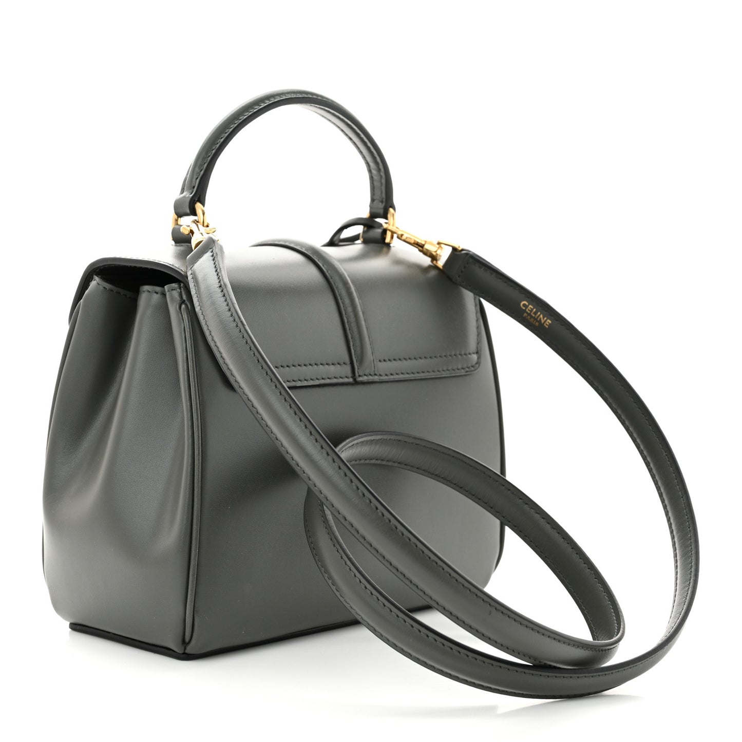 Satinated Calfskin Mini 16 Top Handle Bag Grey