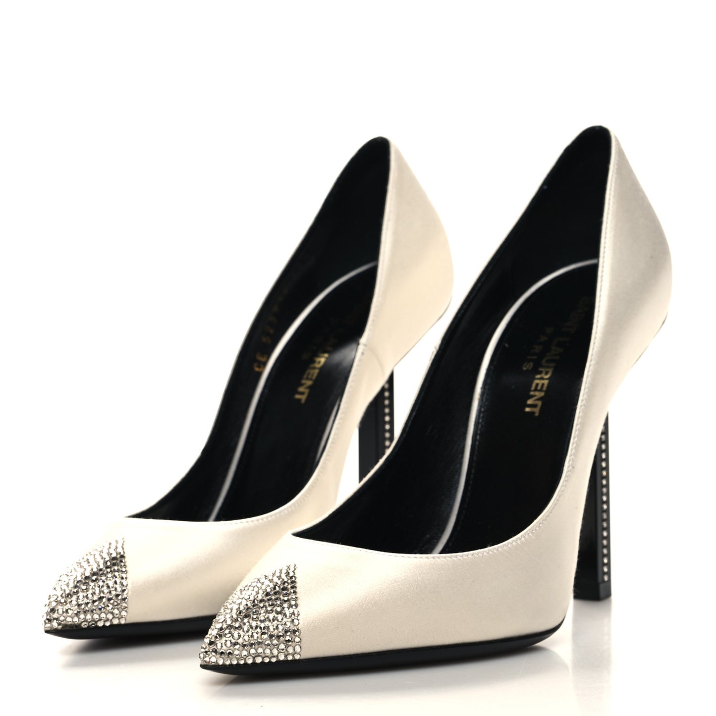 Satin Crystal Embellished Tower 110 Pump 35.5 White