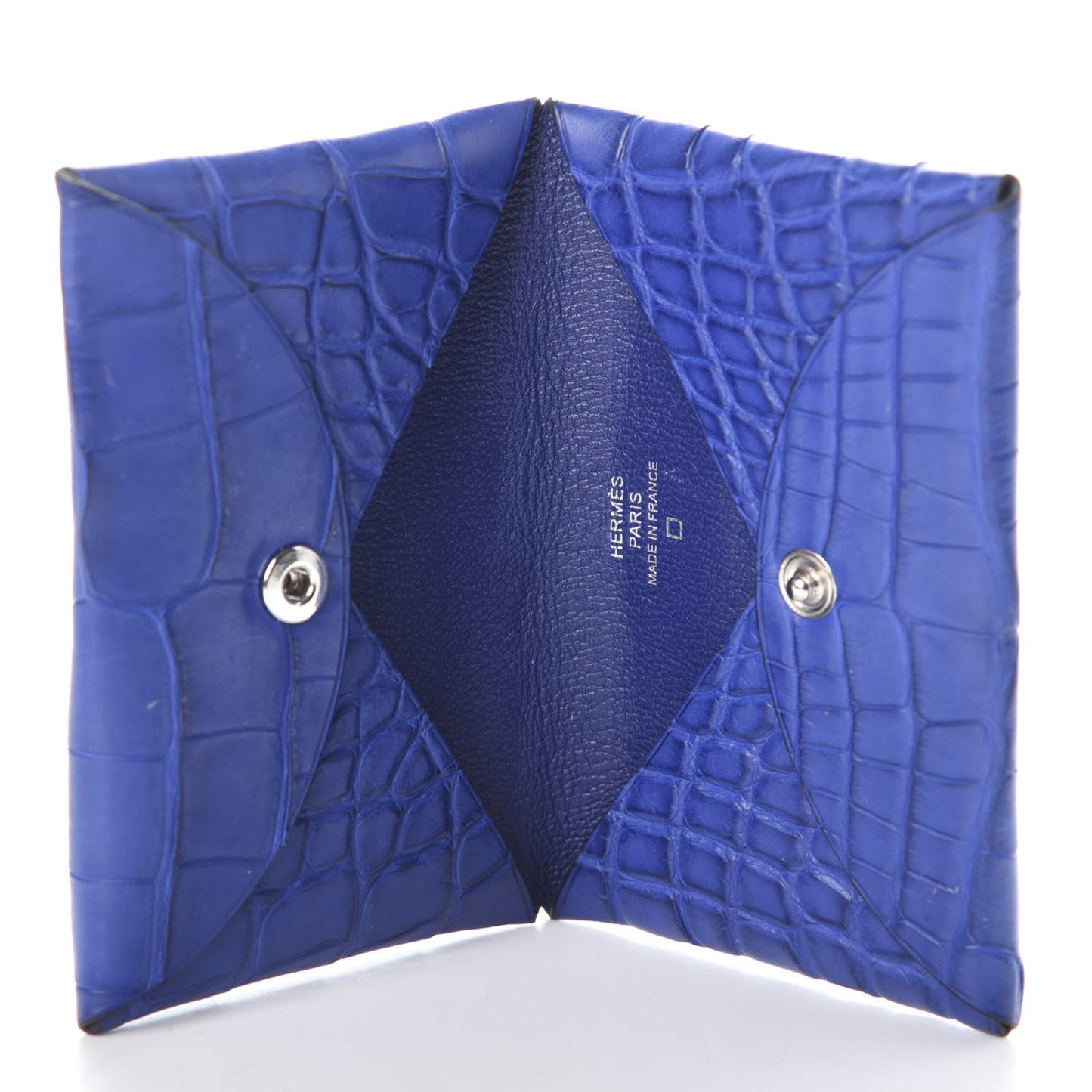 Matte Alligator Calvi Card Case Bleu Electrique